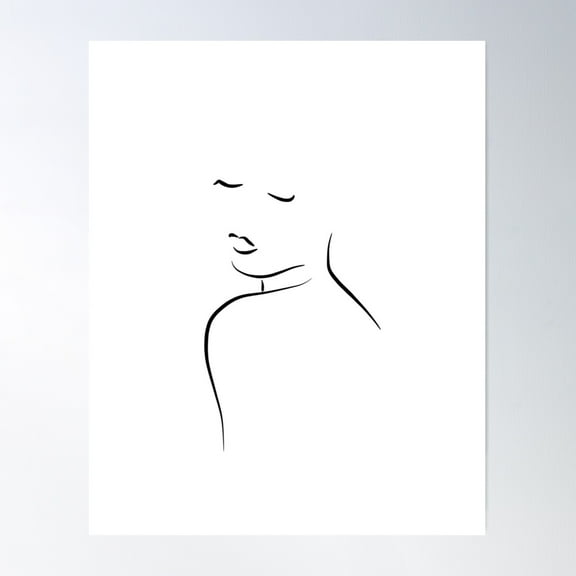 Simple Line Art Drawing Of A Woman - Kiss Me Cora Poster Wall Art, Modern Wall Decor For Living Room Bedroom, 8x12 UNFRAMED