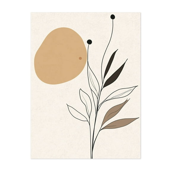 Simple Line Art of Flowers - Line Drawing Minimalist Botanical Modern Art Abstract Nature Boho Line Art Unframed Wall Art Print 5 x 7 inches