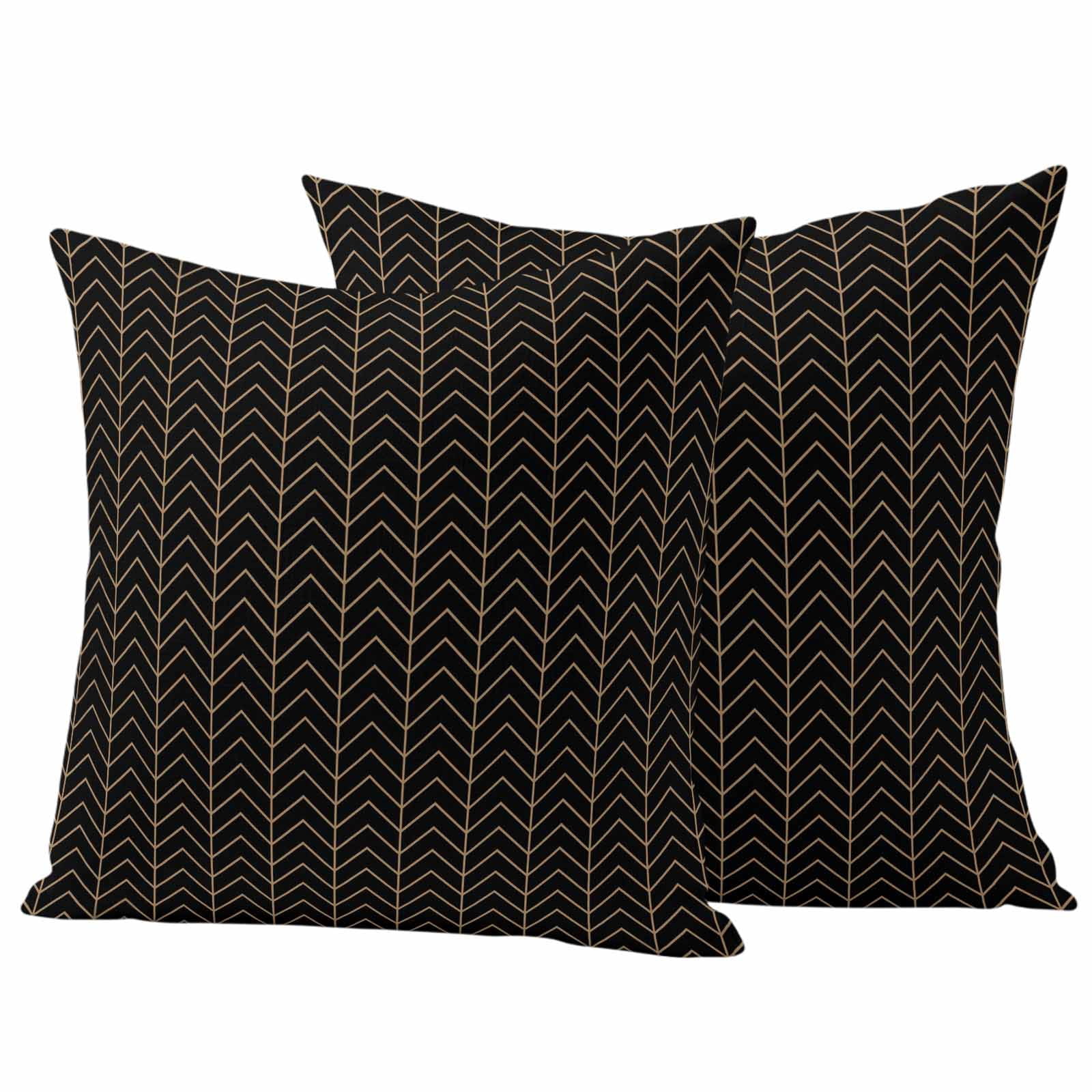 Simple Line Black Outdoor Waterproof Pillow Covers, Black Modern Art Geometric Decorative Square Throw Pillowcase Sofa Cushion Sham for Patio/Couch/Chair, 26"x26" 2 Pack
