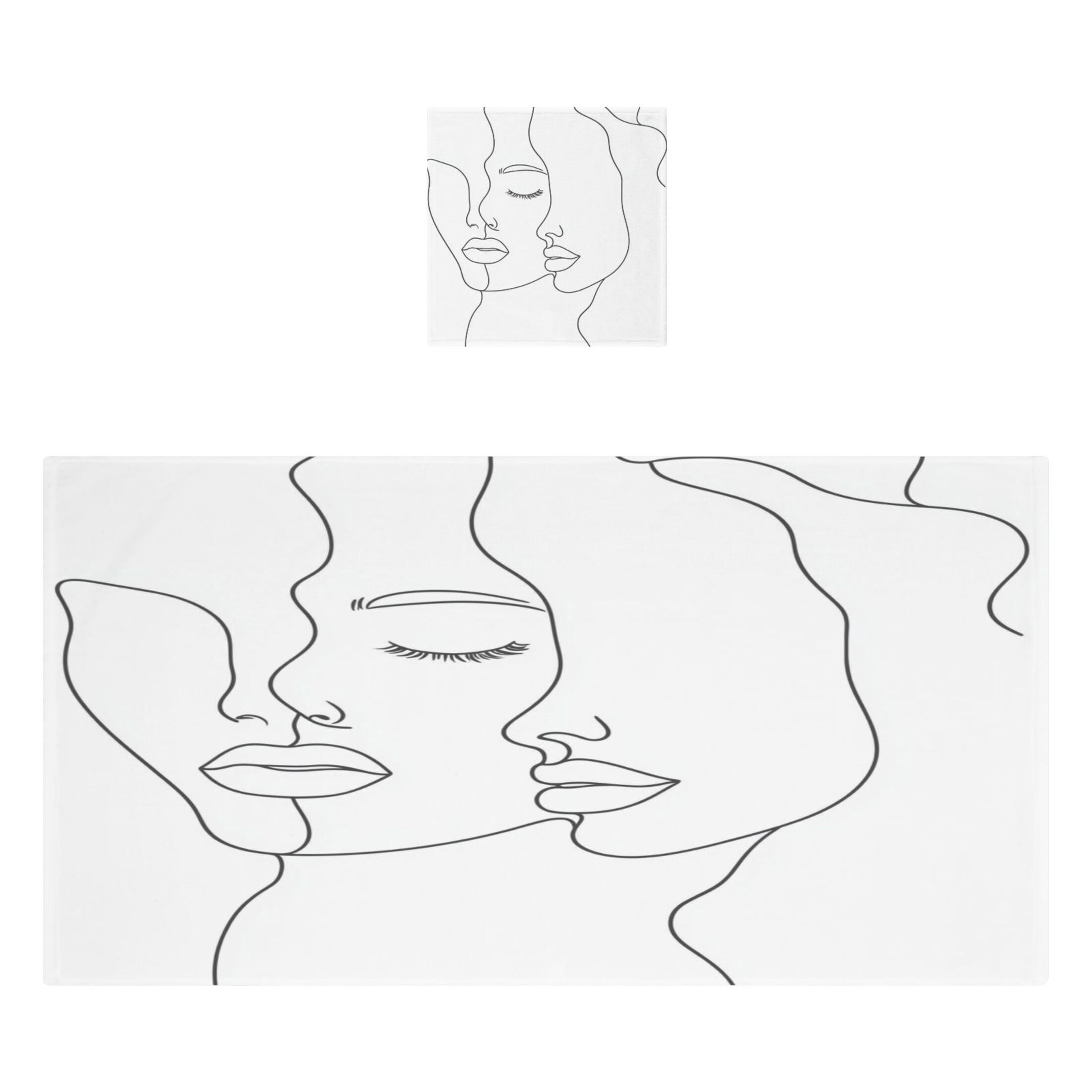 Simple Line Drawing Face 2 Piece Cotton Bath and Face Towel Set Soft and Absorbent, for Beach Pool Bathroom