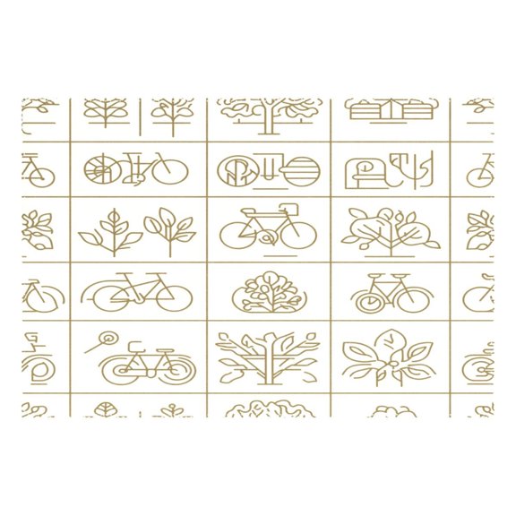 Simple Line Icons 12x18in Heat-Resistant Non-Slip Place Mat, Durable and Wrinkle-Resistant
