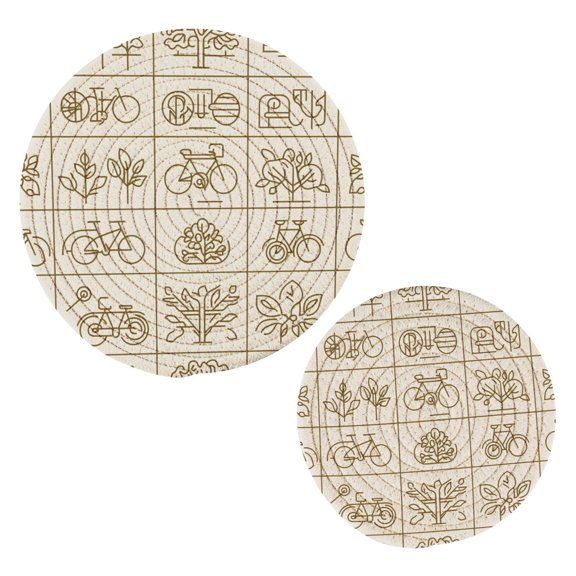 Simple Line Icons Trivets Potholders Cotton Braided Potholders Heat-Resistant Pads 7.09'' and 9.45''