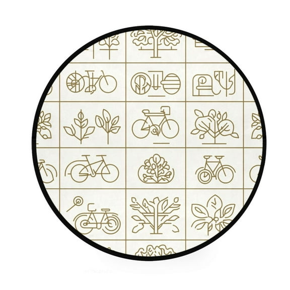 Simple Line Icons Memory Foam Bath Mat 36" Absorbent Rug with Non Slip Base and 4 Bonus Pads