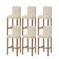 thumbnail image 1 of Simple Line Linen Texture Bar Stool Covers Set of 6, Beige Modern Art Geometric Stretch Washable Bar Chair Covers with Backs, Removable Pub Counter Height Chair Cover for Kitchen Dining Room Cafe, 1 of 7