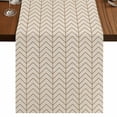 thumbnail image 1 of Simple Line Linen Texture Burlap Cotton Table Runner 13x90 Inches Long, Beige Modern Art Geometric Farmhouse Table Runners, Outdoor Dining Tablecloths Decor for Baby Shower/Party/Wedding, 1 of 8