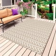 thumbnail image 1 of Simple Line Linen Texture Outdoor Rug 6x9 Ft, Non Slip Washable Area Rug, Beige Modern Art Geometric Patio Rugs Carpet Runner, Large Floor Mat for Indoor/Outdoor Deck Porch Camping, 1 of 8