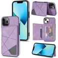 thumbnail image 1 of Simple Line Pattern Multifunctional Wallet Leather Case for iPhone 13 12 11 Pro Max Mini X XS XR 7 8 Plus, Card Holder Stand Back Cover(Purple,11), 1 of 7