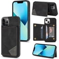 thumbnail image 1 of Simple Line Pattern Multifunctional Wallet Leather Case for iPhone 13 12 11 Pro Max Mini X XS XR 7 8 Plus, Card Holder Stand Back Cover(Black,13 Pro Max), 1 of 7