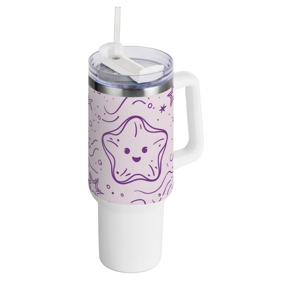 Simple Line Star 40 oz Tumbler with Handle Insulated&nbsp;Travel Mug&nbsp;Lid Straw Leak Proof Steel Vacuum Water Bottles Glasses Fits in Car Cup Holder