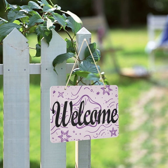 Simple Line Star Welcome Sign for Front Door Porch Wreath Door Sign Home Decoration Rustic Farmhouse Style