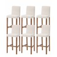 thumbnail image 1 of Simple Line White Bar Stool Covers Set of 6, Beige Modern Art Geometric Stretch Washable Bar Chair Covers with Backs, Removable Pub Counter Height Chair Cover for Kitchen Dining Room Cafe, 1 of 7