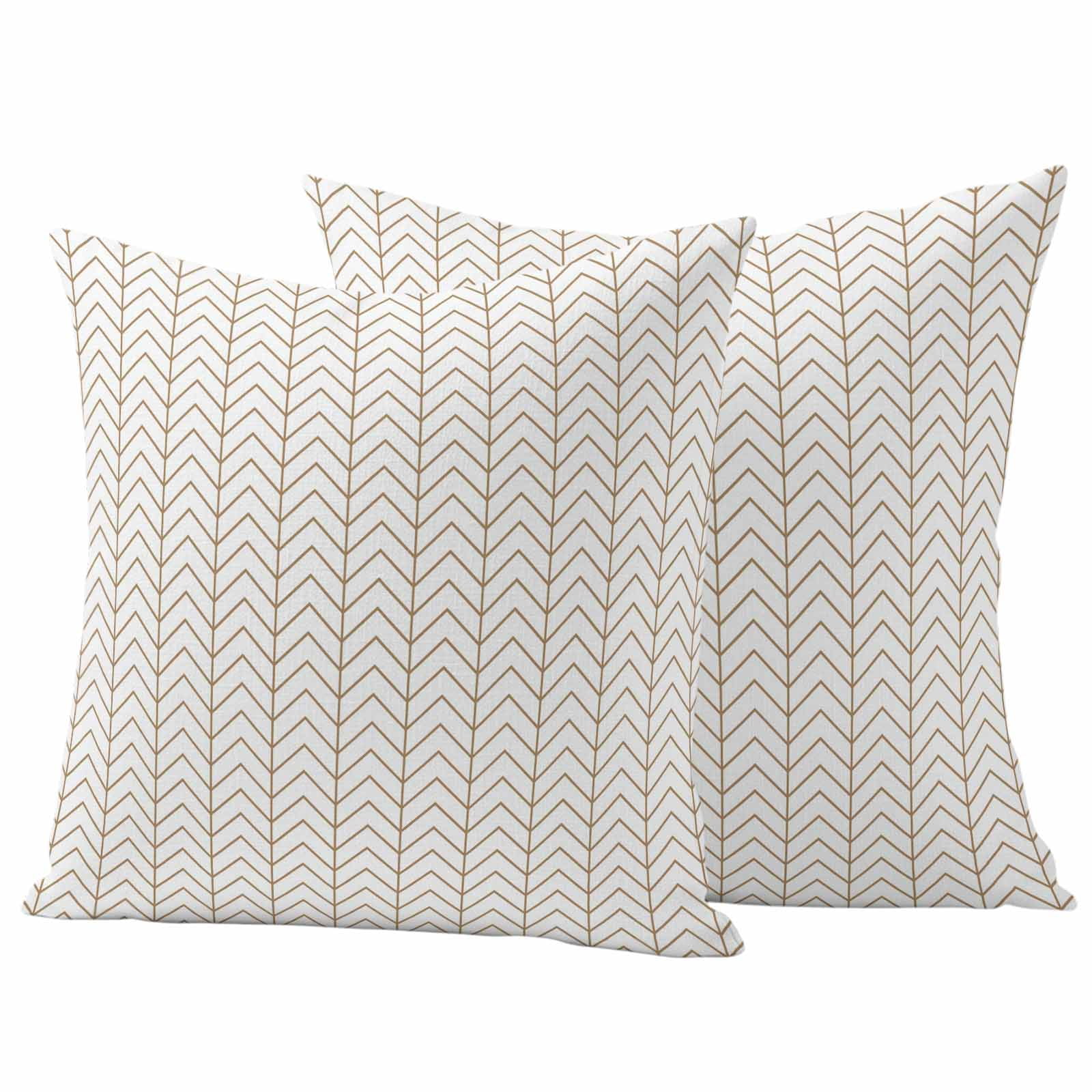 Simple Line White Outdoor Waterproof Pillow Covers, Beige Modern Art Geometric Decorative Square Throw Pillowcase Sofa Cushion Sham for Patio/Couch/Chair, 26"x26" 2 Pack