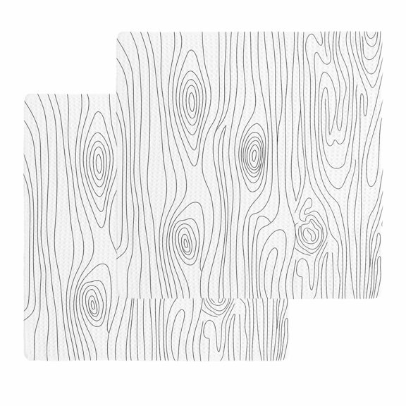 Simple Line Wooden Texture Kitchen Dish Towels for Drying Dishes Set of 2, Modern Striped Waffle Weave Microfiber Hand Tea Bathroom Towels Quick Dry & Absorbent Towel 12x12