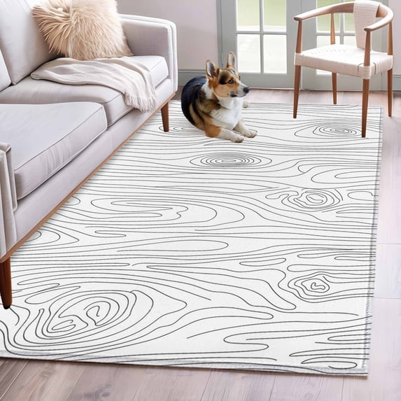 Simple Line Wooden Texture Kitchen Runner Rug 2.7x5 Washable Runners for Hallway Non Slip Modern Striped Large Area Rug Indoor Floor Carpet for Bathroom Laundry Entryway Bedroom Living Room