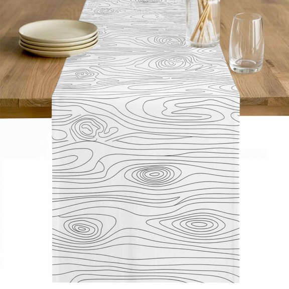 Simple Line Wooden Texture Table Runner - 36 Inch Long Modern Striped Cotton and Linen Blended Dress Scarves Farmhouse Table Runner for Kitchen Dining, Coffee Table, 13" x 36"