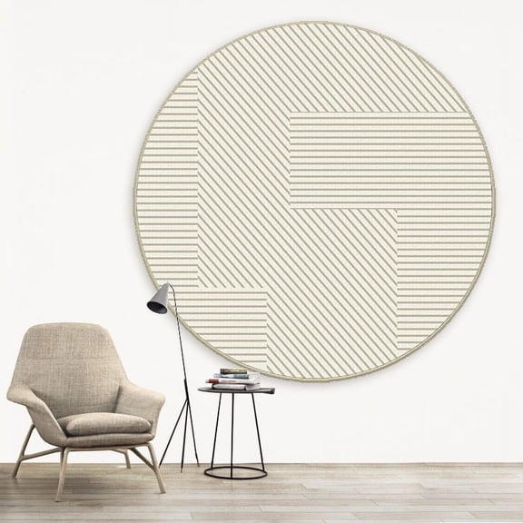 Simple Lines Round Carpet Japanese Wabi-Sabi Living Room Sofa Coffee Table Mat Bedroom Study Computer Chair Soft Non-Slip Mat