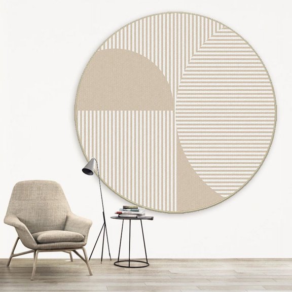 Simple Lines Round Carpet Japanese Wabi-Sabi Living Room Sofa Coffee Table Mat Bedroom Study Computer Chair Soft Non-Slip Mat