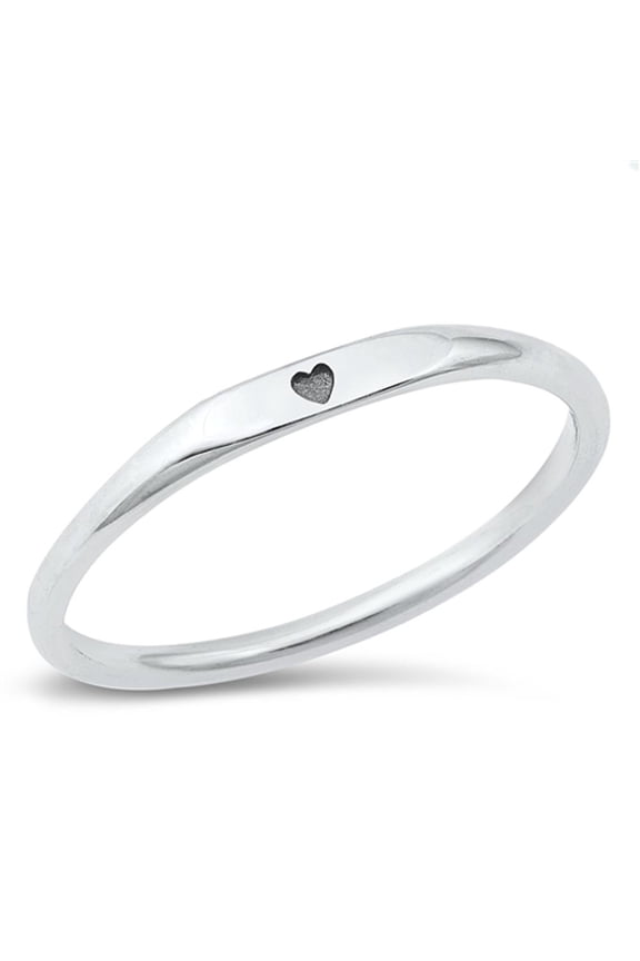 Simple Little Heart Ring .925 Sterling Silver Thin Band Jewelry Female Male Unisex Size 10