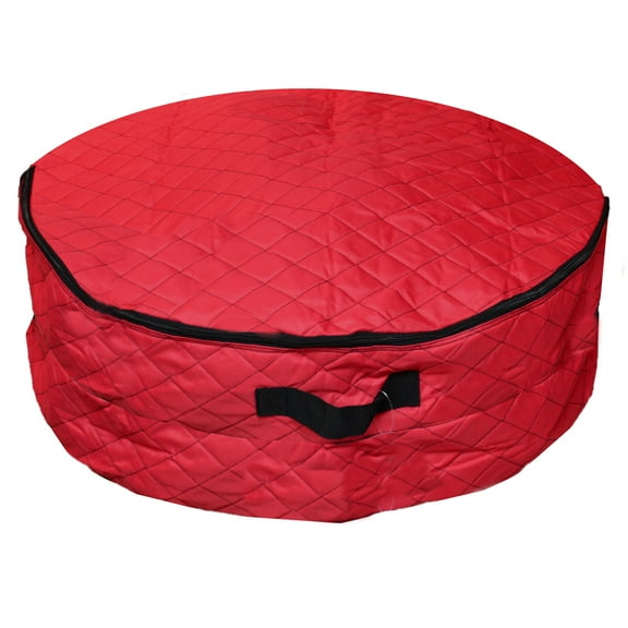 Simple Living 2-in-1 Quilted Red Zip Up Christmas Garland and Wreath Storage Bag 36"