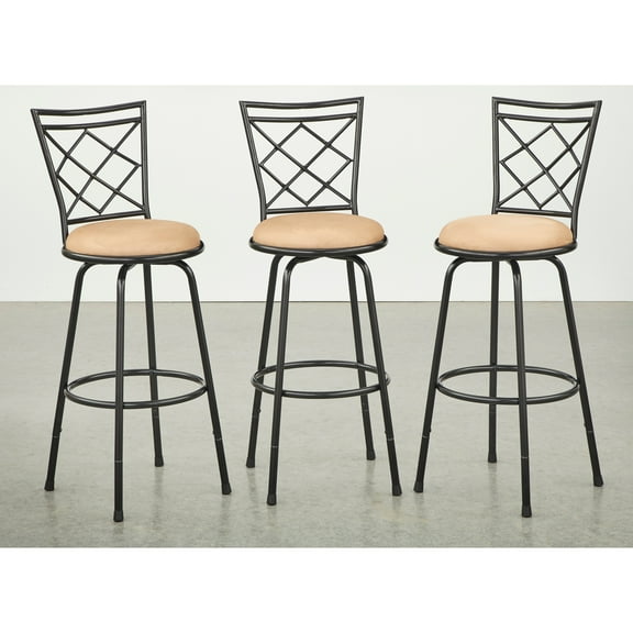 Simple Living  Alyssa Adjustable Height Swivel Stools (Set of 3) Black Black Finish Microfiber