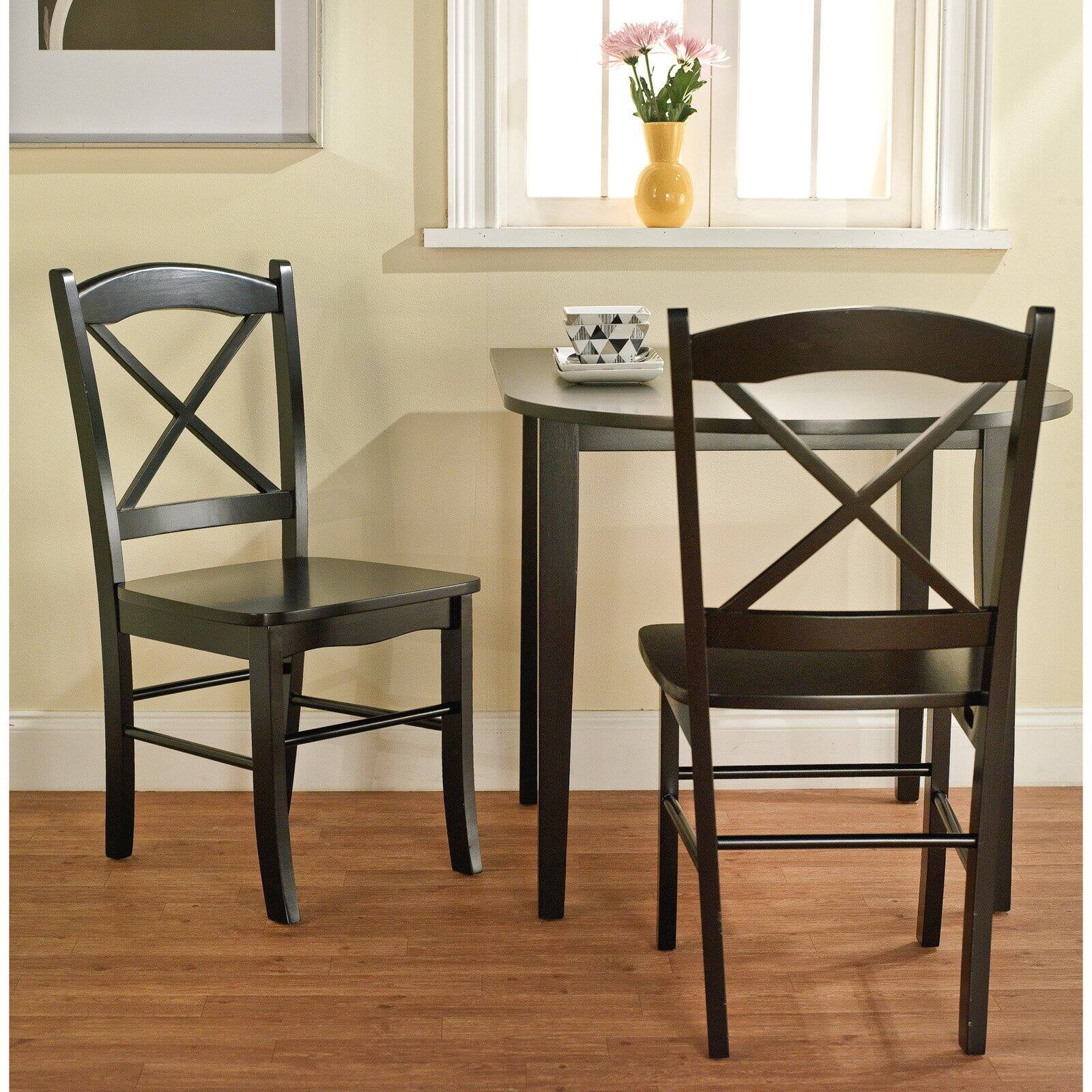 Simple Living Country Cottage Dining Chairs Set of 2 Black Black Finish Farmhouse