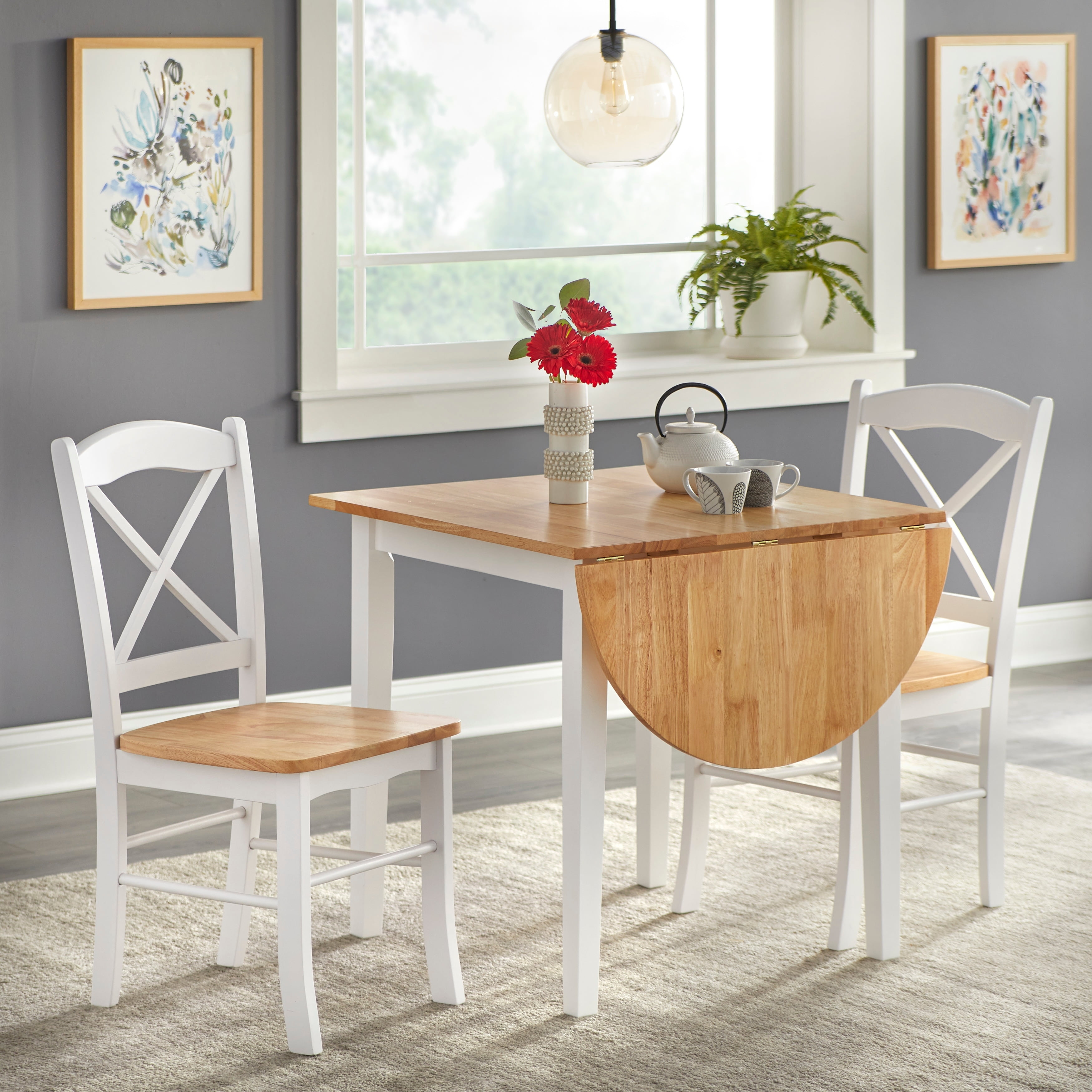 3 piece dining set white discount
