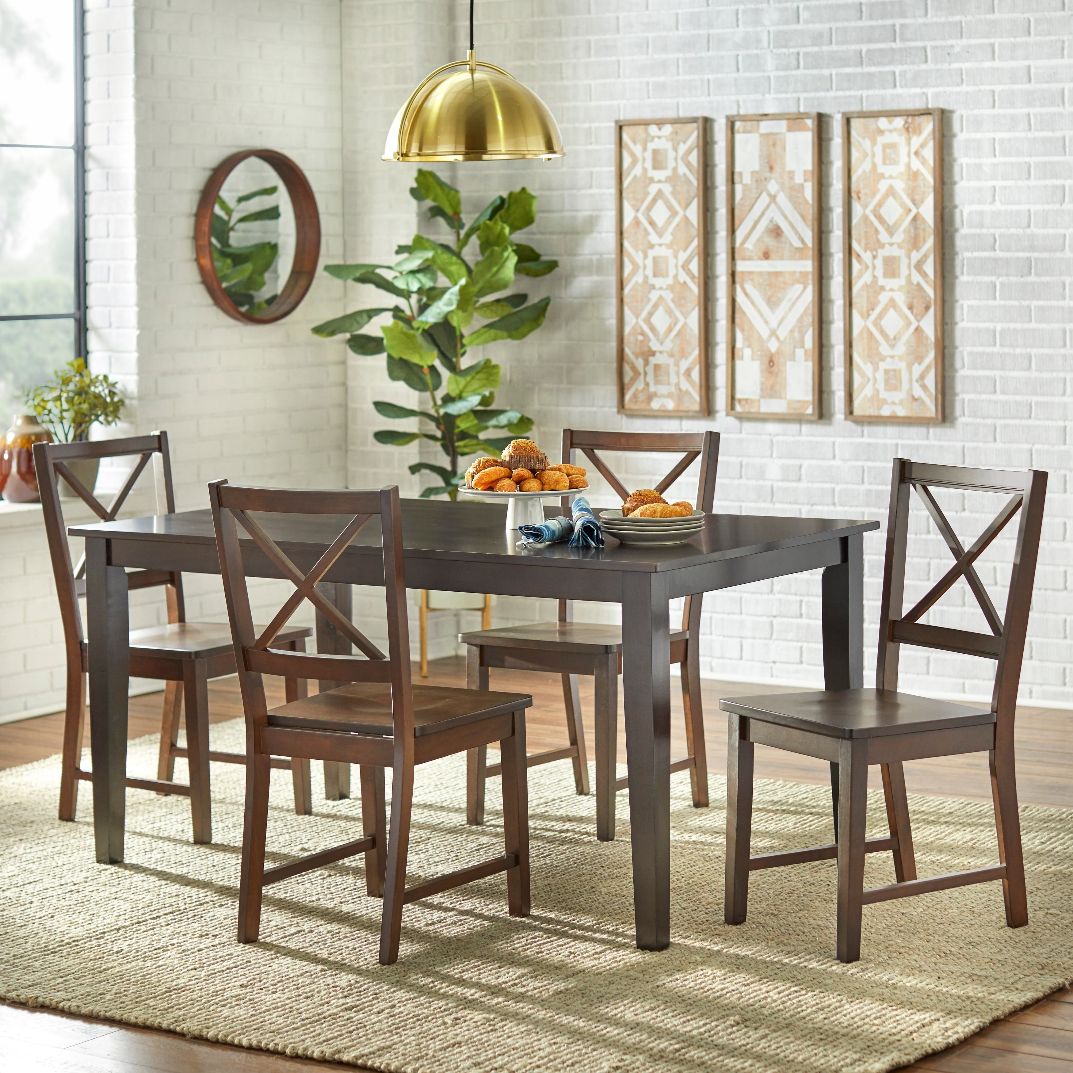 Simple Living Cross back Espresso Dining Set 6 7 Piece Sets