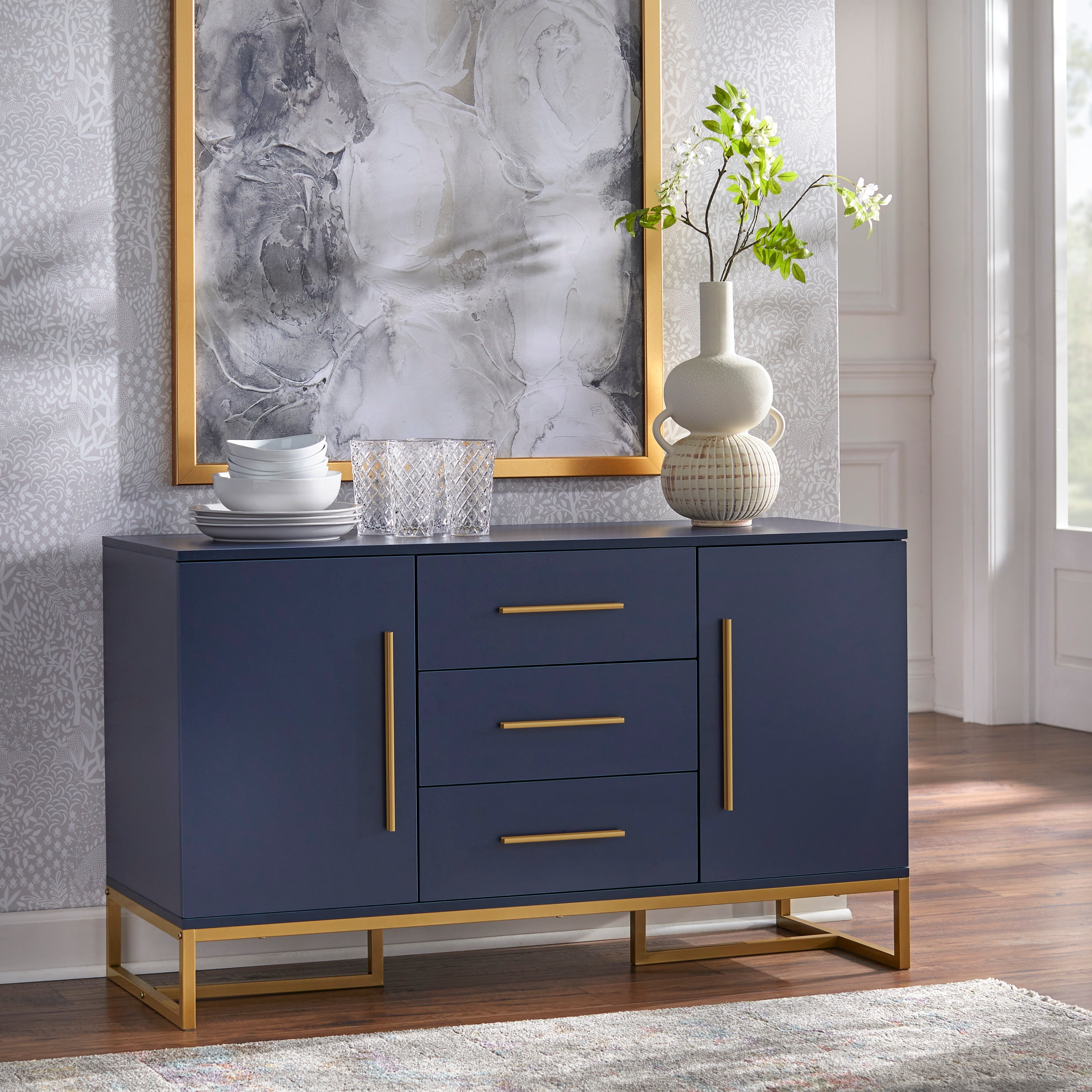 Simple Living Emmeline Modern Sideboard Indigo Blue - Walmart.com