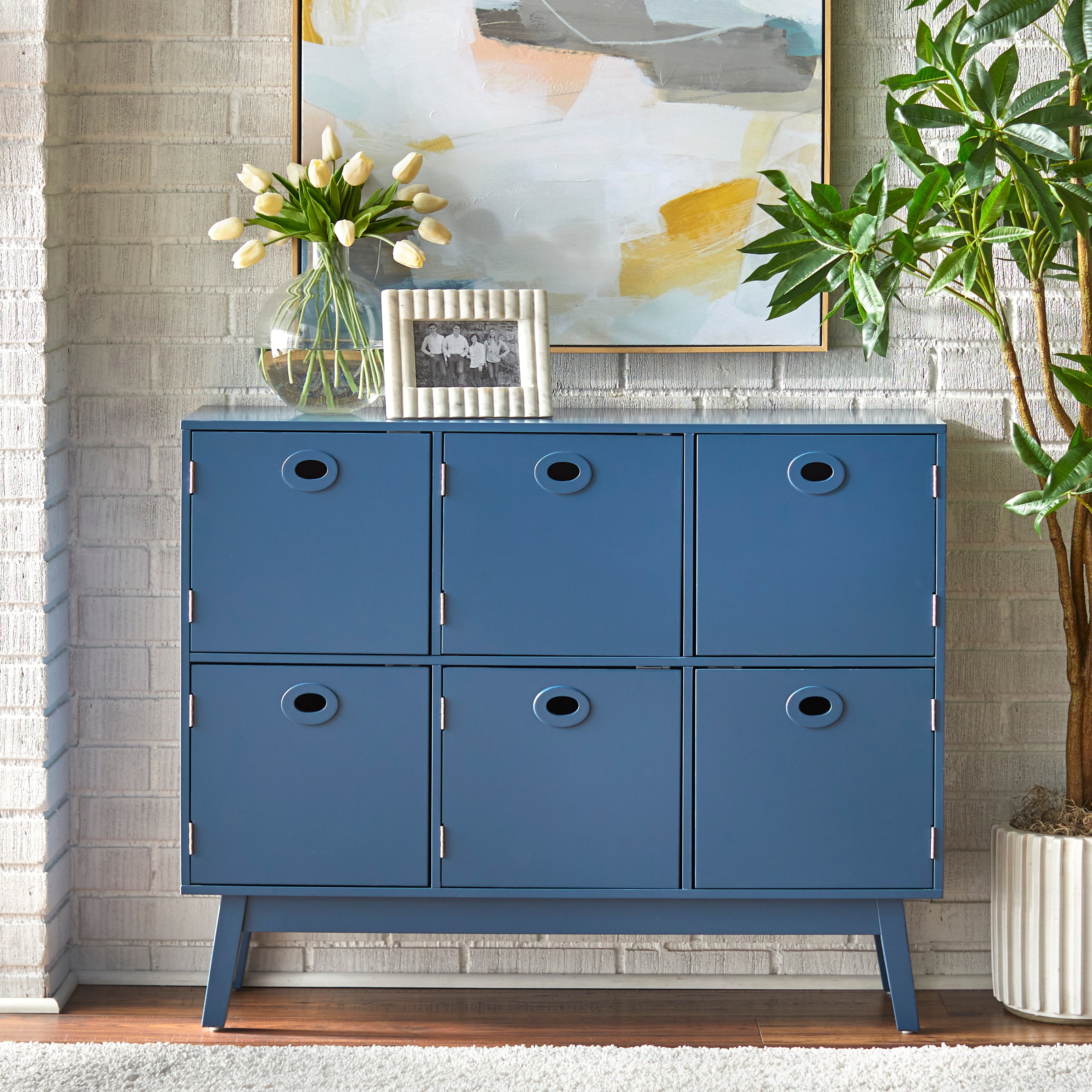 Jamie Blue MDF 6-Compartment Freestanding Storage Cabinet