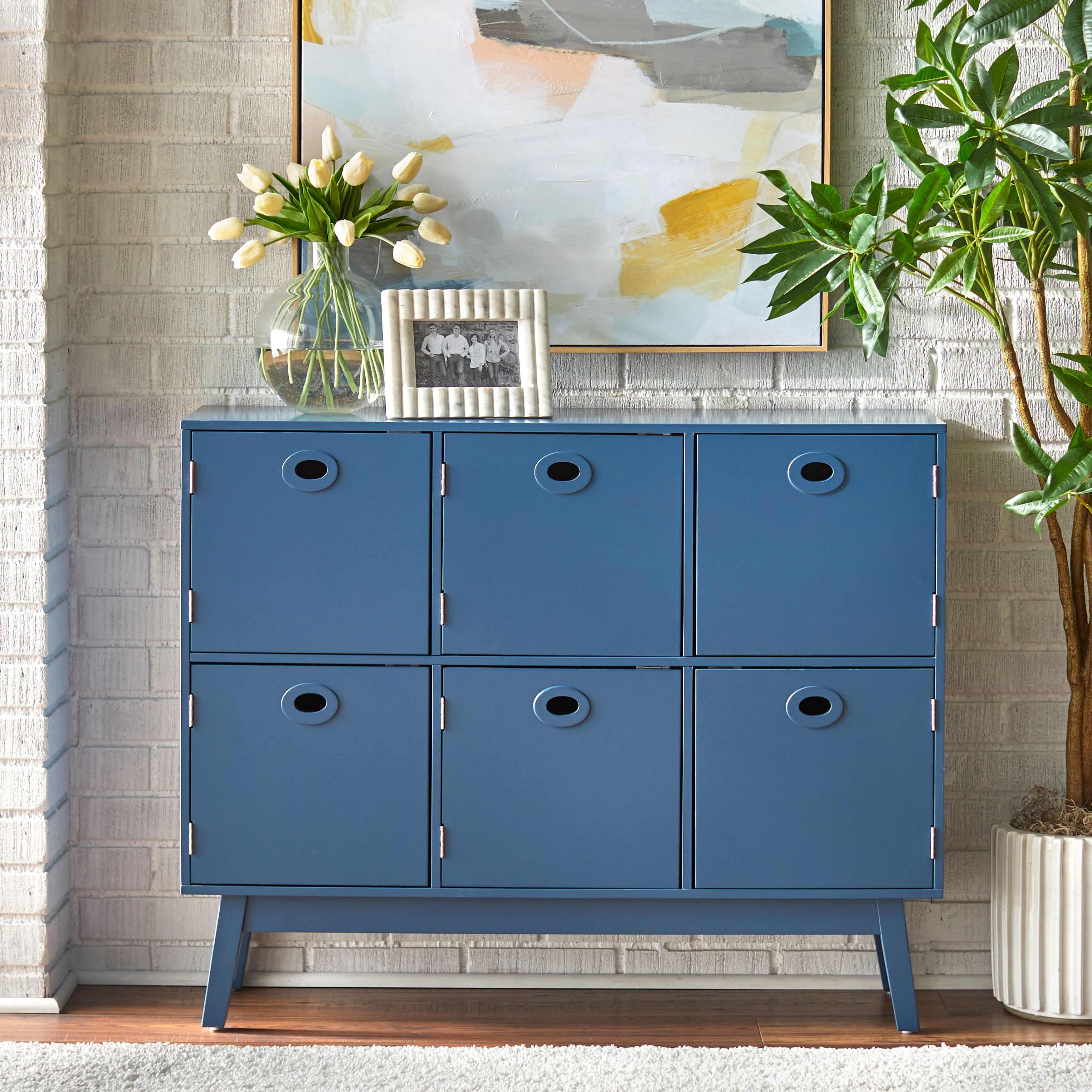 Jamie Blue MDF 6-Compartment Freestanding Storage Cabinet