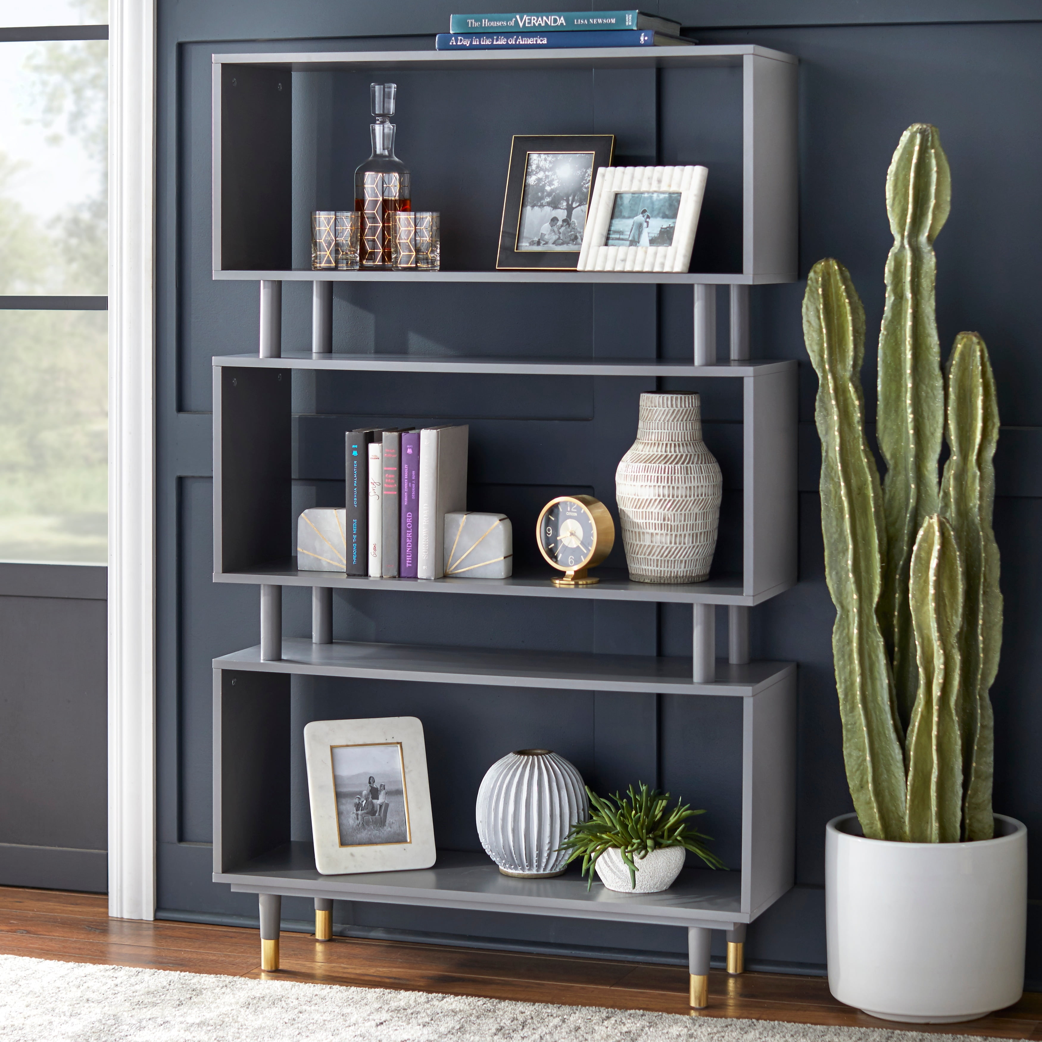 Mid century modern 2024 3 shelf bookcase
