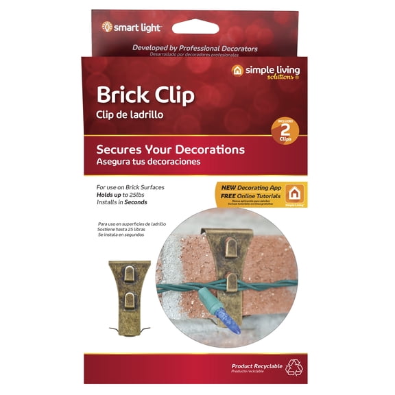Simple Living Outdoor Brick Fasteners for Hanging Christmas Lights - Set of 2 - 2.75"