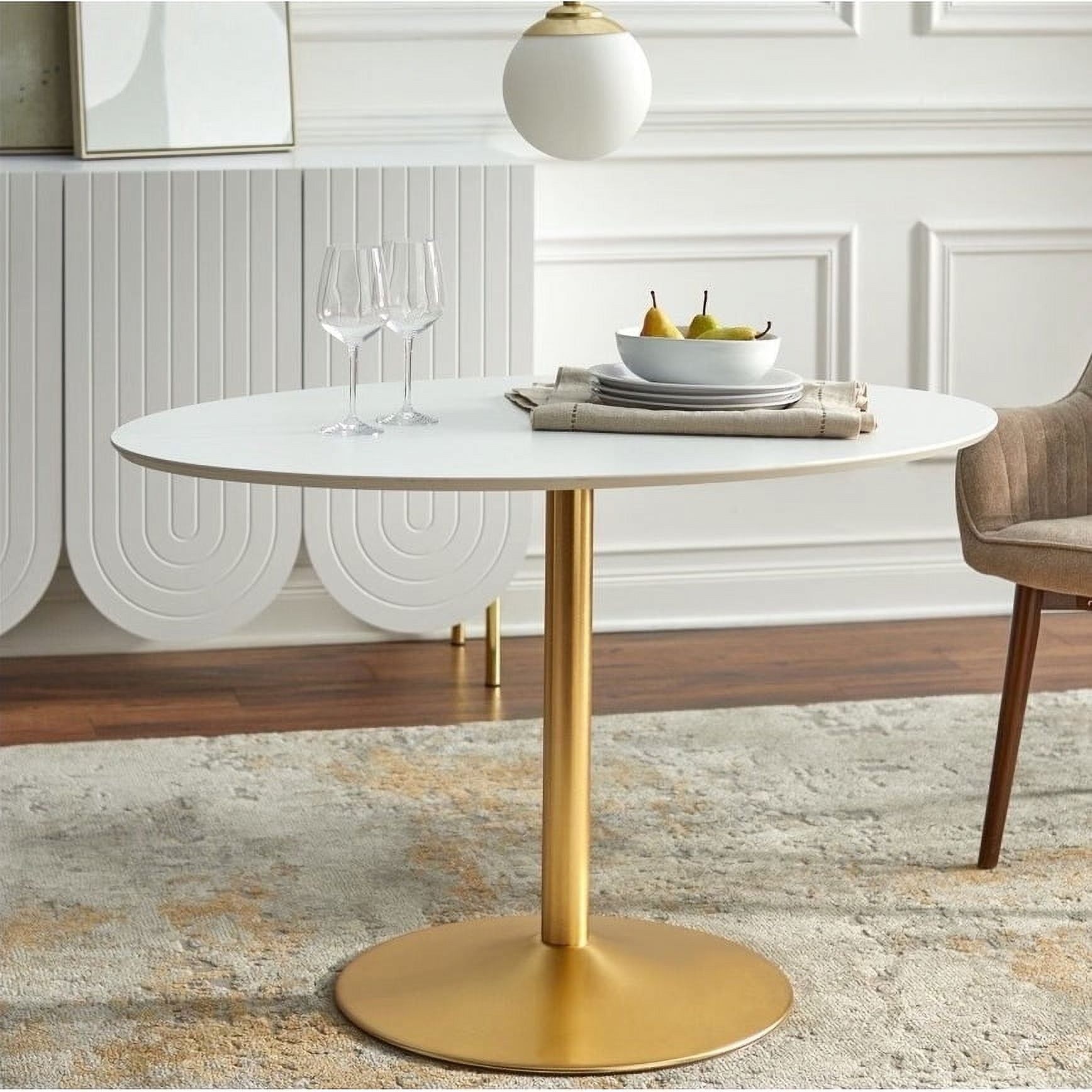 Simple Living Pisa Oval Table with Metal Base, White and Gold-Tone ...