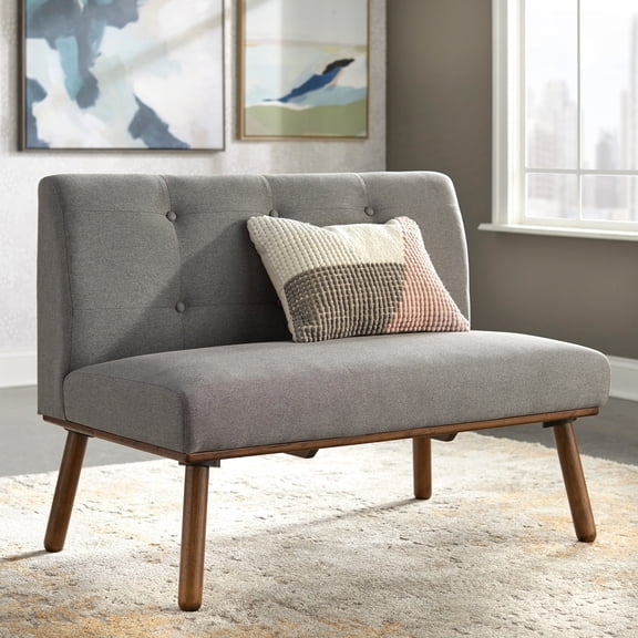 Simple Living Playmate Loveseat Grey Fabric, MDF Transitional, Modern & Contemporary