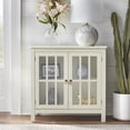 thumbnail interactive-video image 1 of Simple Living  Portland 2-Door Glass Cabinet Antique White, 1 of 6