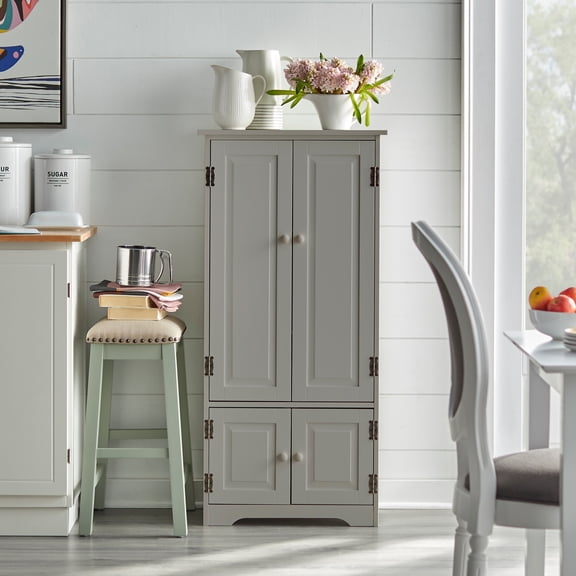 Simple Living Products 2 Fixed 2 Adjustable Shelve Tall Storage Cabinet Wood Composite Charcoal