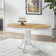 thumbnail image 1 of Simple Living Products 38" to 60" Round Extendable Dining Table, White/Natural, 1 of 5