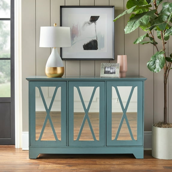 Simple Living Reflections Mirrored Front Buffet/ Console Blue Antique