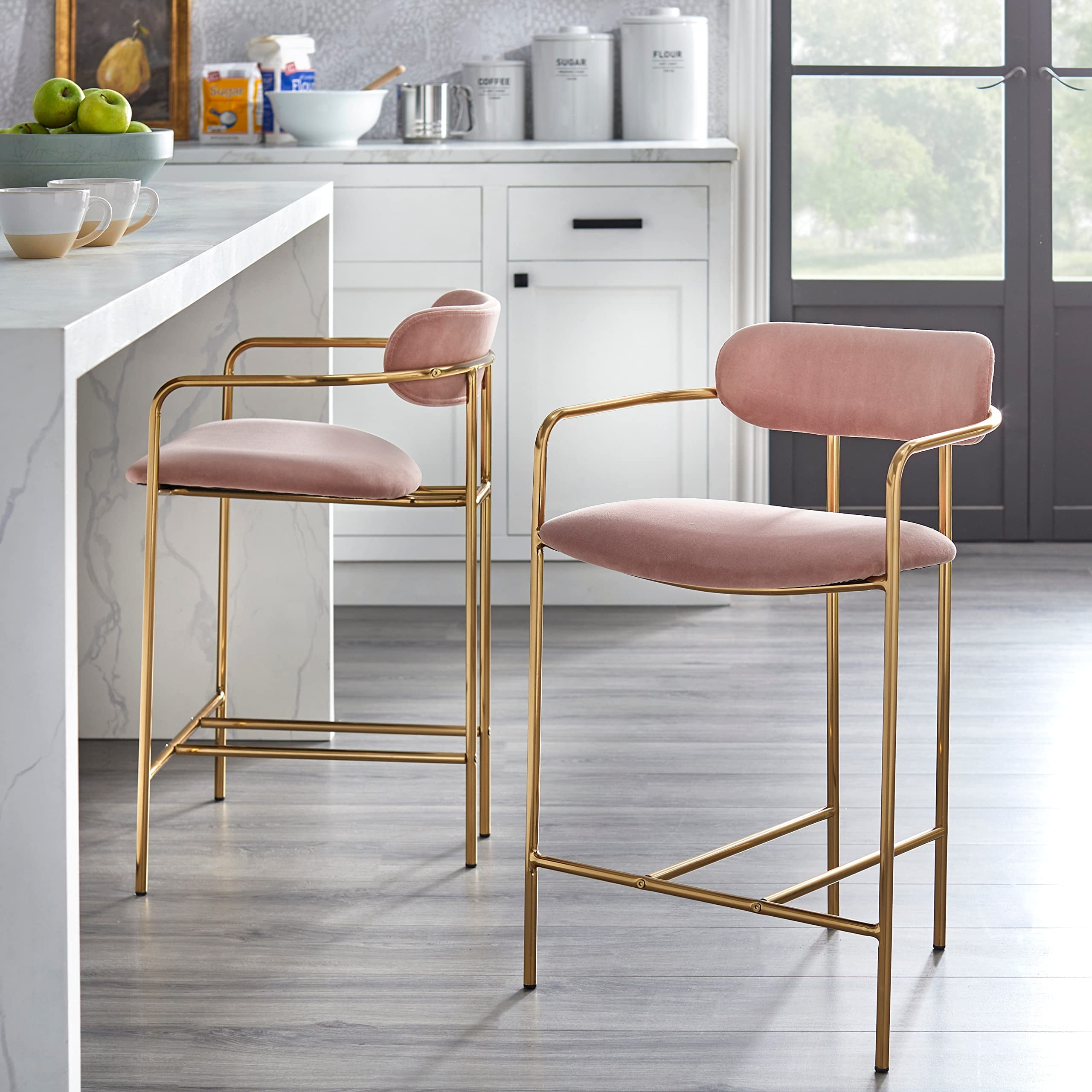 Adjustable Height Furniture Pale Pink Bar Stools Simple Living