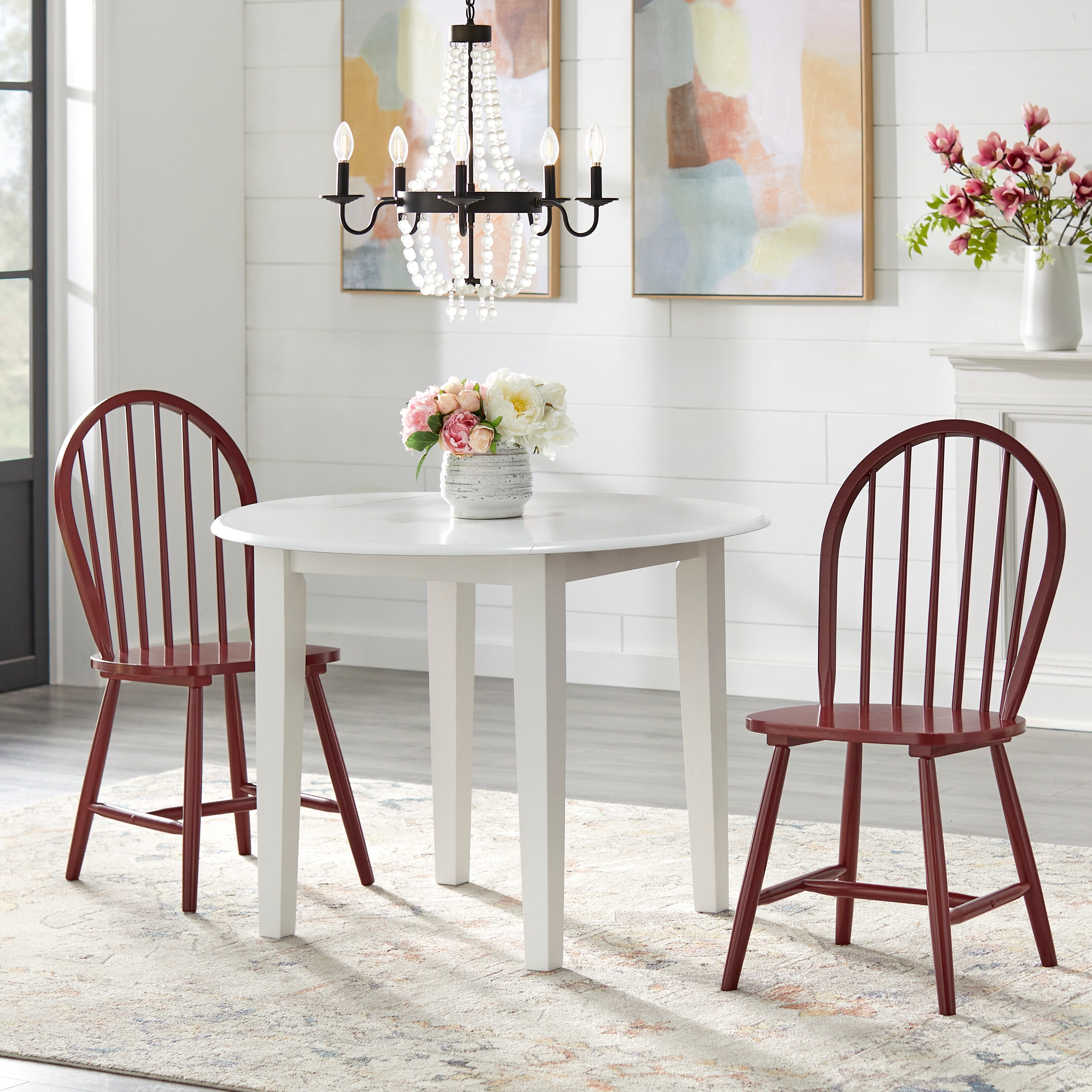 Simple Living Rollo Solid Wood 3 piece Drop Leaf Dining Set Red Walmart