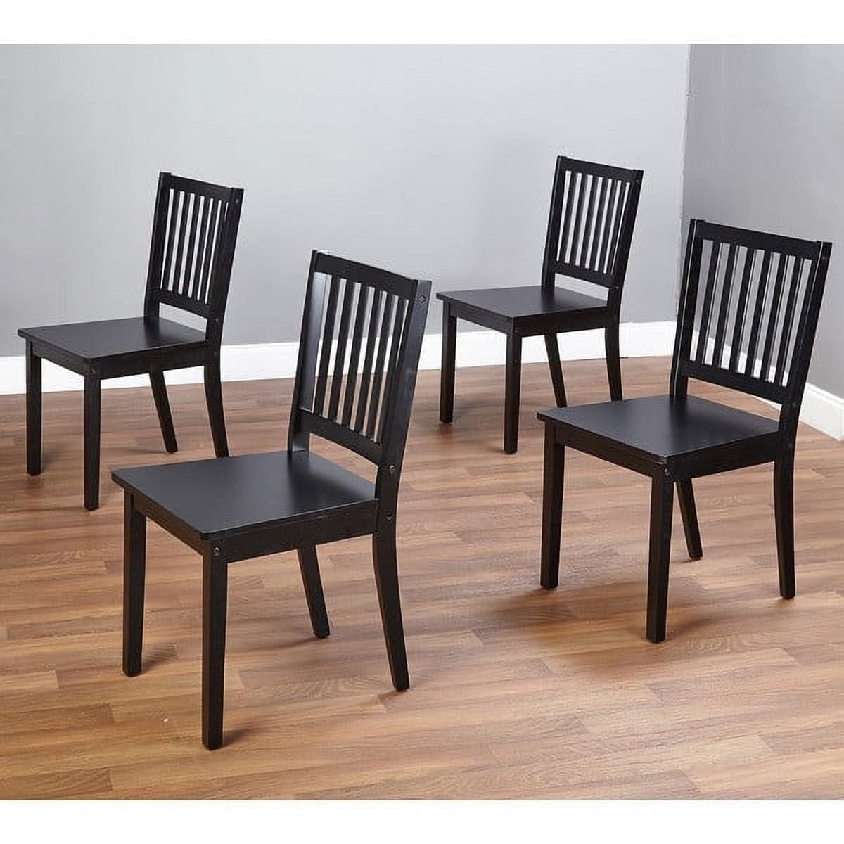 Espresso High Back Slat Wood Dining Chairs, Set of 4