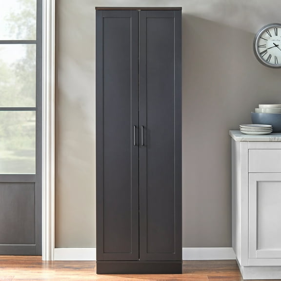 Simple Living  Tanner Modern Farmhouse Pantry Cabinet Black Painted