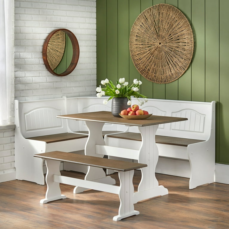 Simple Living Washington 3 piece Breakfast Nook with Storage White Walnut