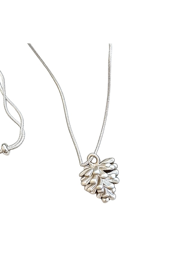 Simple Long Necklace with Geometric Pine Cone Pendant Metal Adjustable Chain Korean Fashion Inspired Designs Elegant