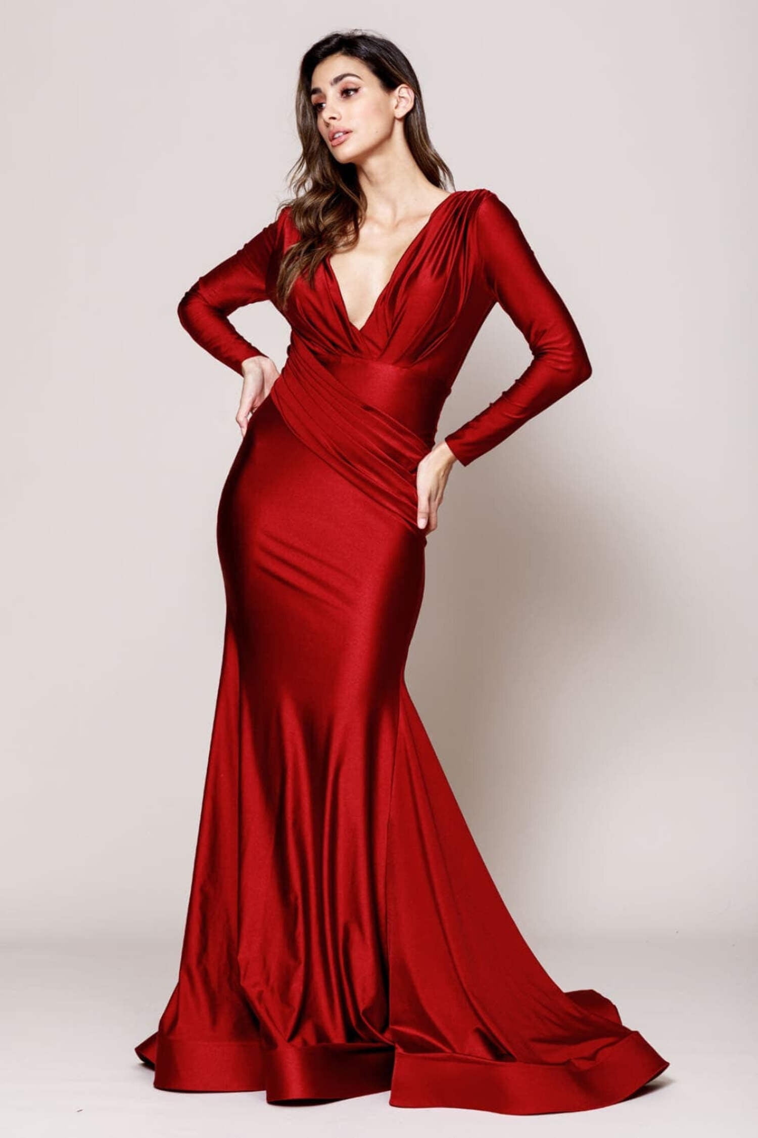 Unknown Buy Simple Long Sleeve Bodycon Evening Gown at Ubuy India