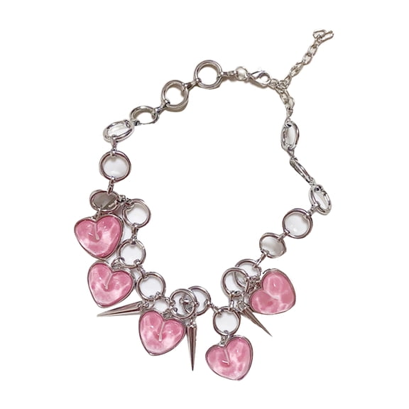 Simple Love Heart Tassels Pendant Necklace for Women 2023 Y2K Choker Punk Clavicle Collar Chain Trend Aesthetic Jewelry