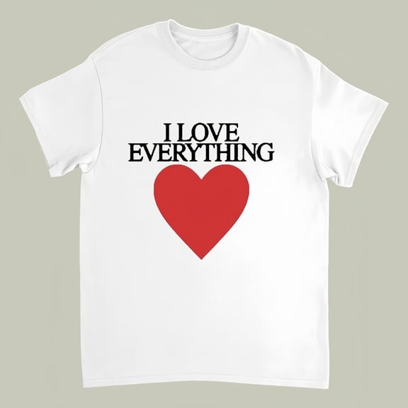 Simple Love T-Shirt - "I Love Everything" Slogan with Heart Print - Comfortable Cotton Everyday Tops for Men & Women