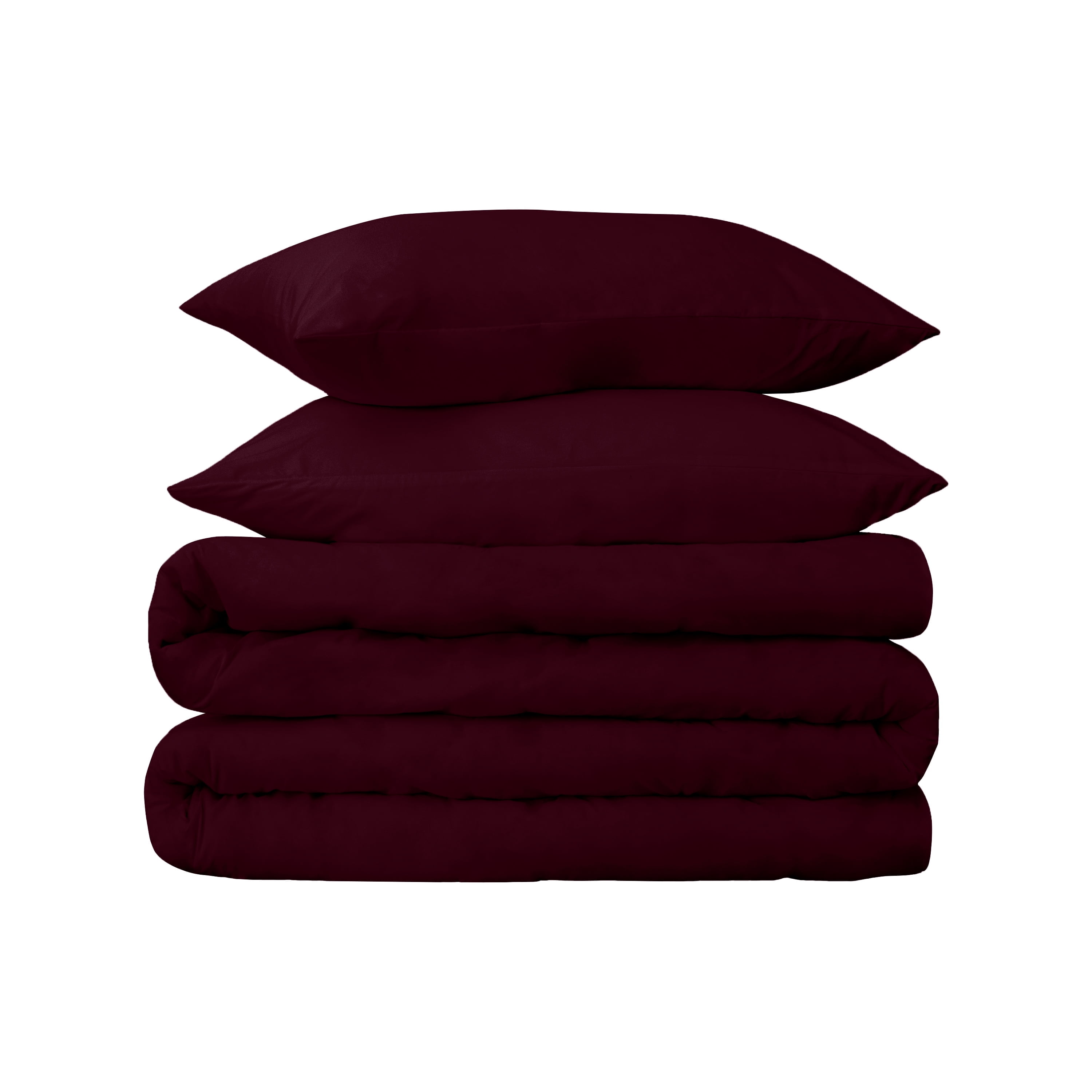 Burgundy Twin Egyptian Cotton Duvet Cover Set with Shams