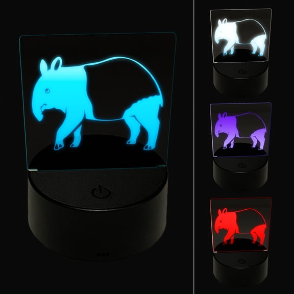 Simple Malayan Asian Tapir LED Night Light Sign 3D Illusion Desk Nightstand Lamp