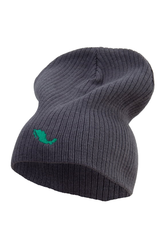 Simple Map of Mexico Logo Embroidered Big Size Cotton Short Beanie - Charcoal XL-3XL